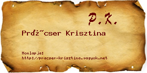Prácser Krisztina névjegykártya